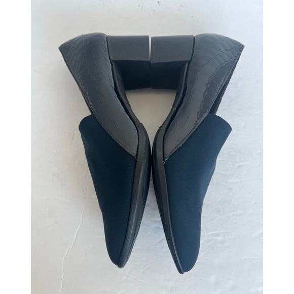 Munro Billee Blue/Black Leather/Stretch Fabric Closed Toe Classic Pump Shoes 9W - Picture 7 of 12